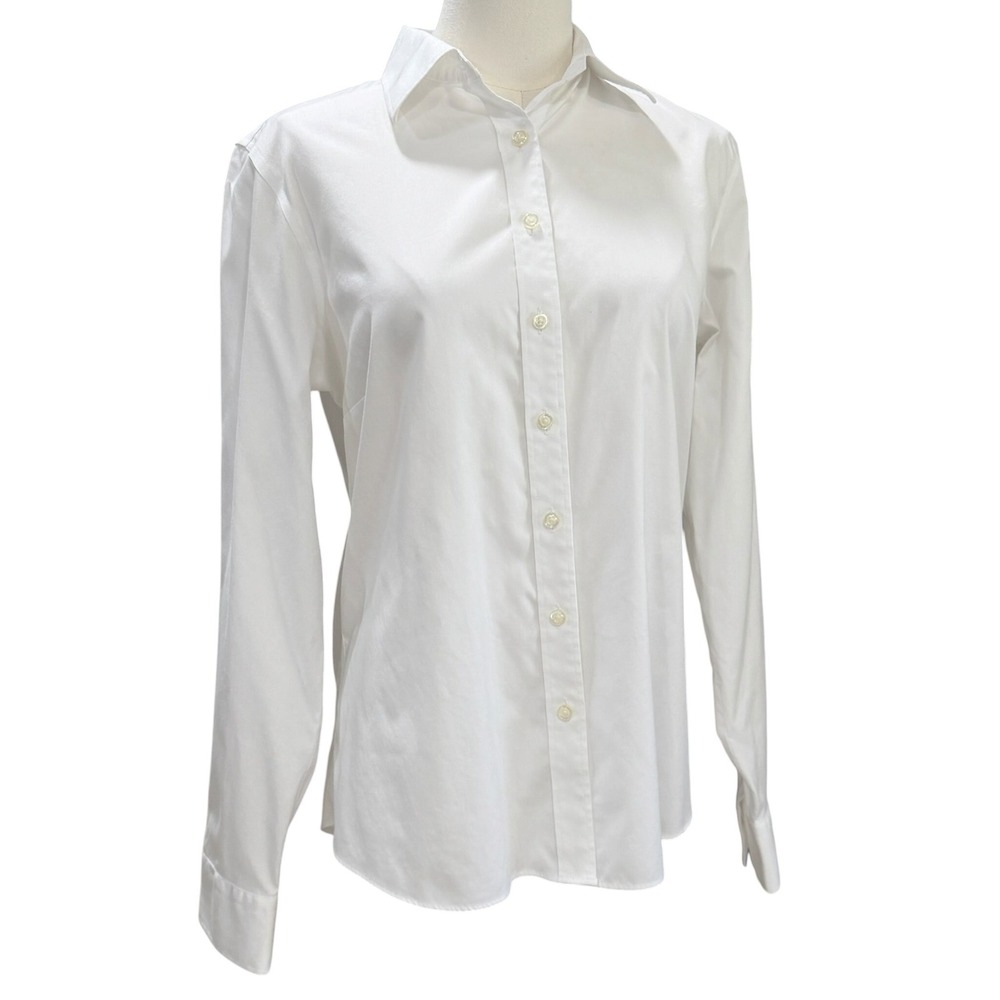 Lands End White Oxford Button Down Old Money Office Corporate Shirt Minimalist - Picture 6 of 8